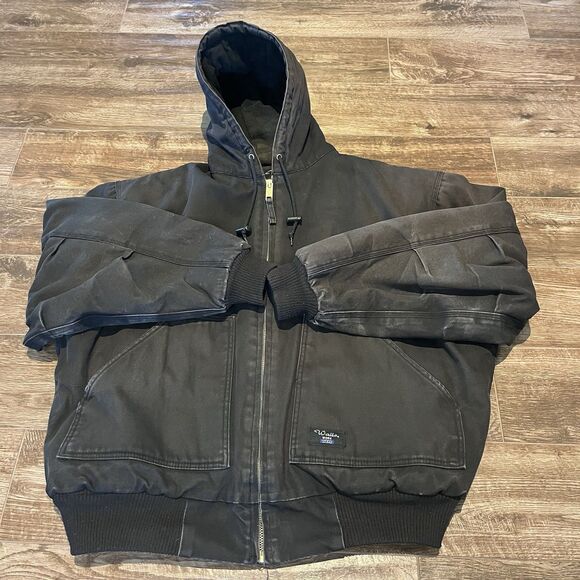 Walls Workwear Coat Black Mens XL Blanket Lined Hooded Canvas Jacket - Picture 2 of 16